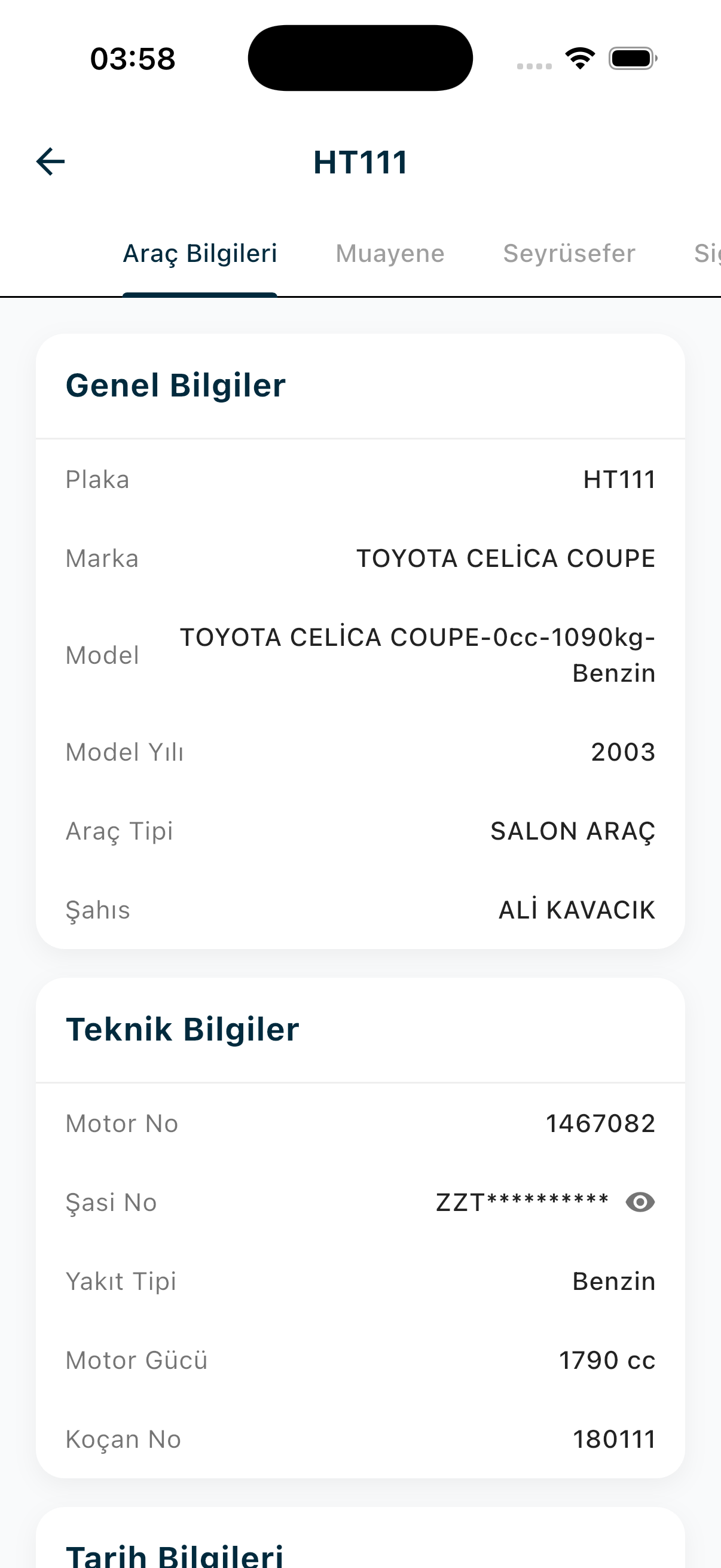Araç Detay Ekranı
